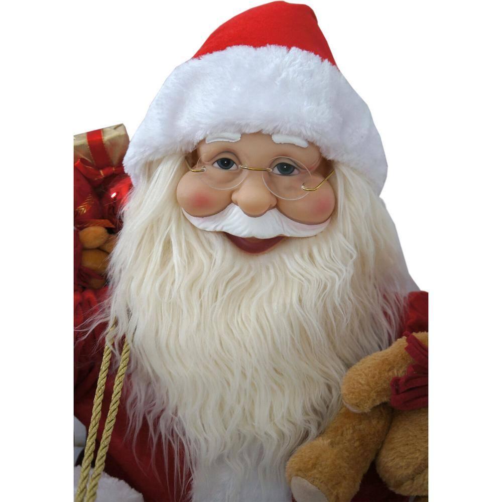 Christmas Time 28-In. Music, Lights, and Motion Santa Claus in his Sleigh | Animated Indoor Christmas Holiday Home Decor | CT-SC036-1RD