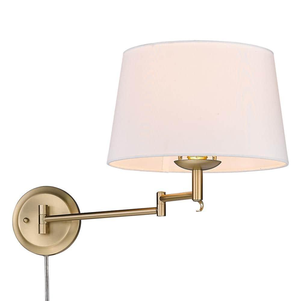 Golden Lighting Eleanor 1-Light Swing Arm in Brushed Champagne Bronze with Modern White