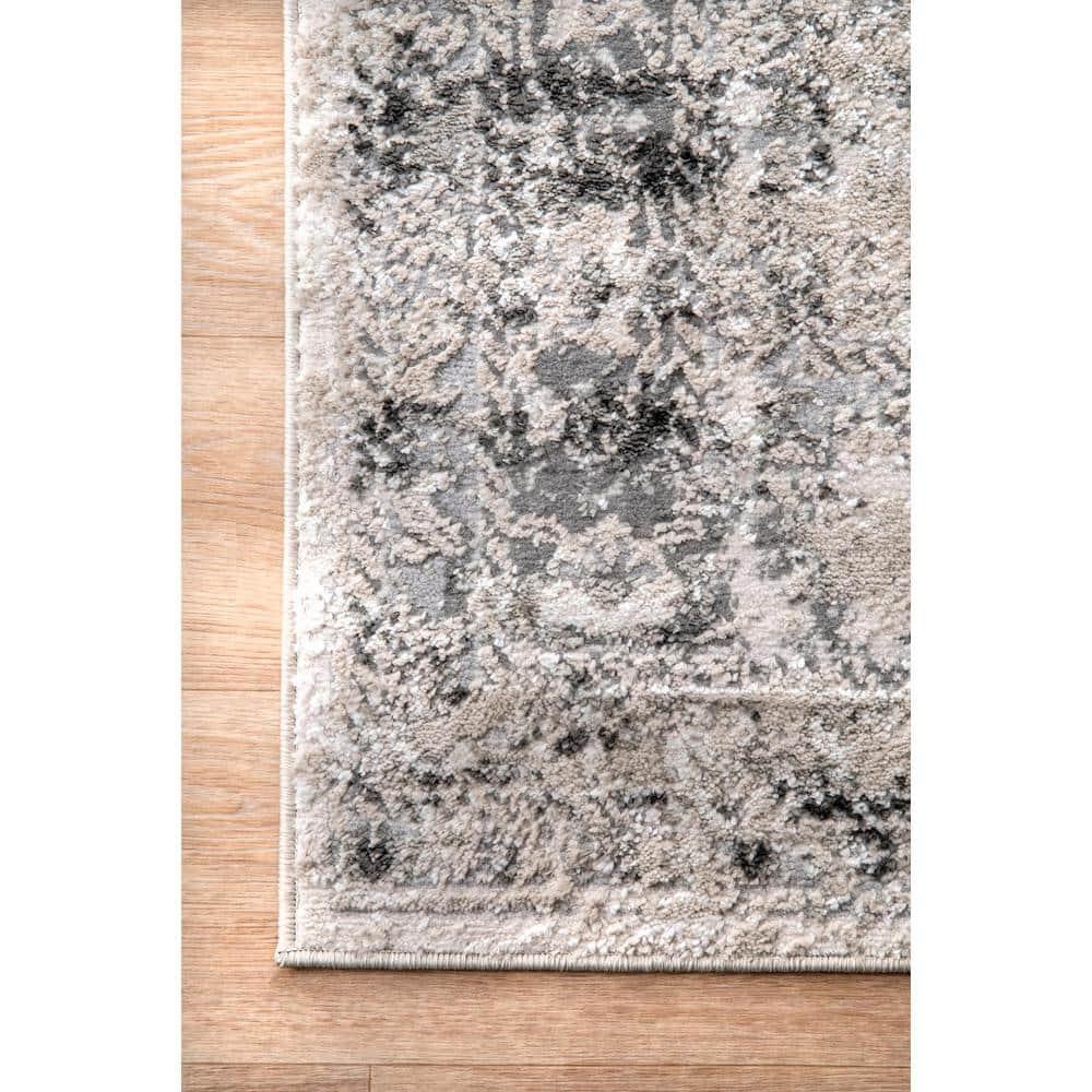 Nuloom Madisson Medallion 2x8 Runner Indoor Area Rug for Living Room Bedroom Dining Room Entryway Hallway Kitchen, Grey/Ivory