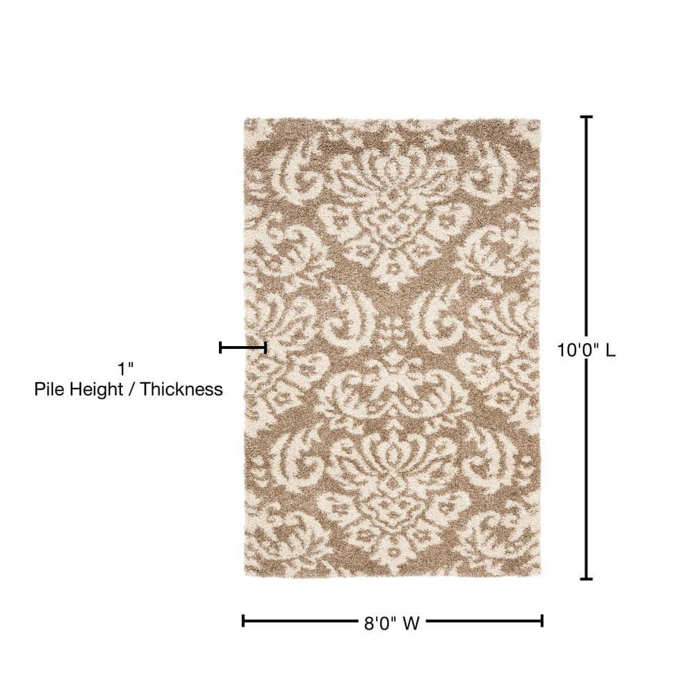 Florida Shag SG460 Power Loomed Indoor Area Rug - Beige/Cream - 8'x10' - Safavieh