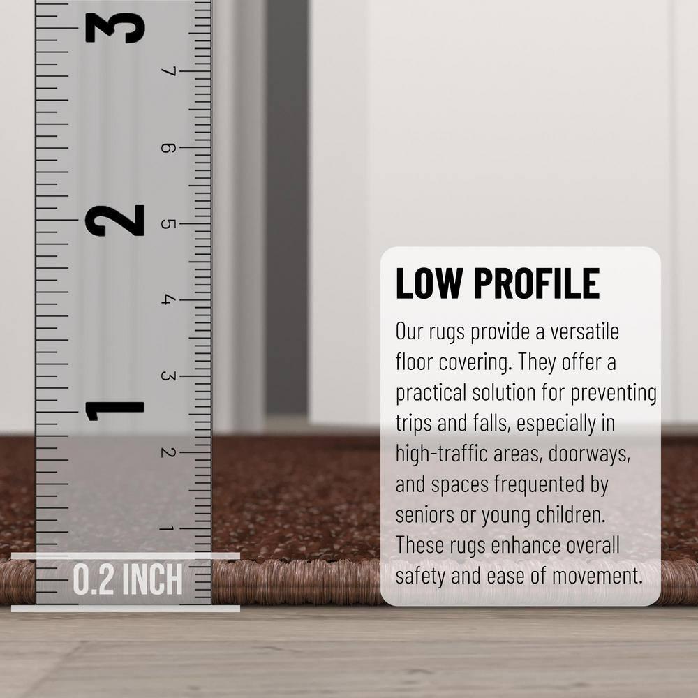 Ottomanson Non-Slip Hallway Runner Rug 2x6 Rubberback Solid Indoor Rug, 2'2" x 6', Brown