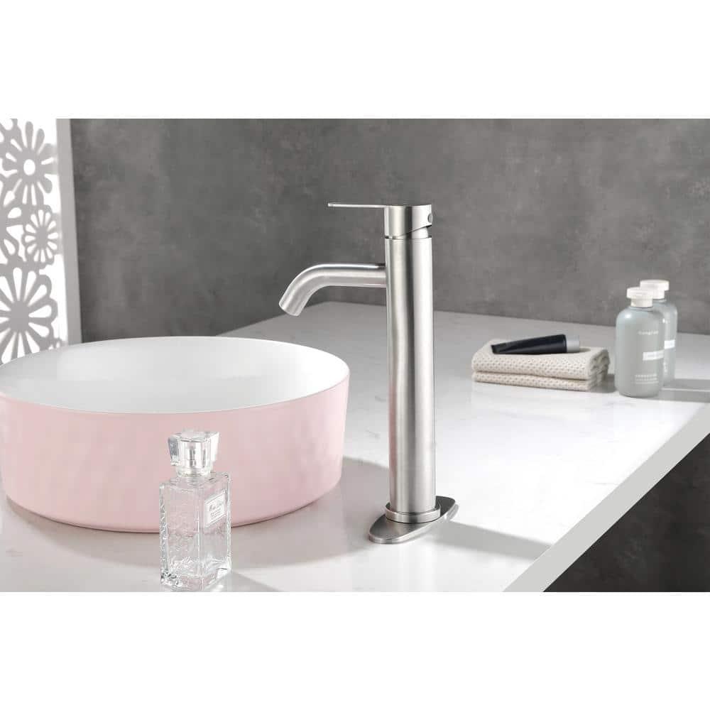 Bathroom Sink Vanity Faucet Single Handle Brushed Nickel Modern RV Faucet Deck Mount 1 Hole or 3 Holes