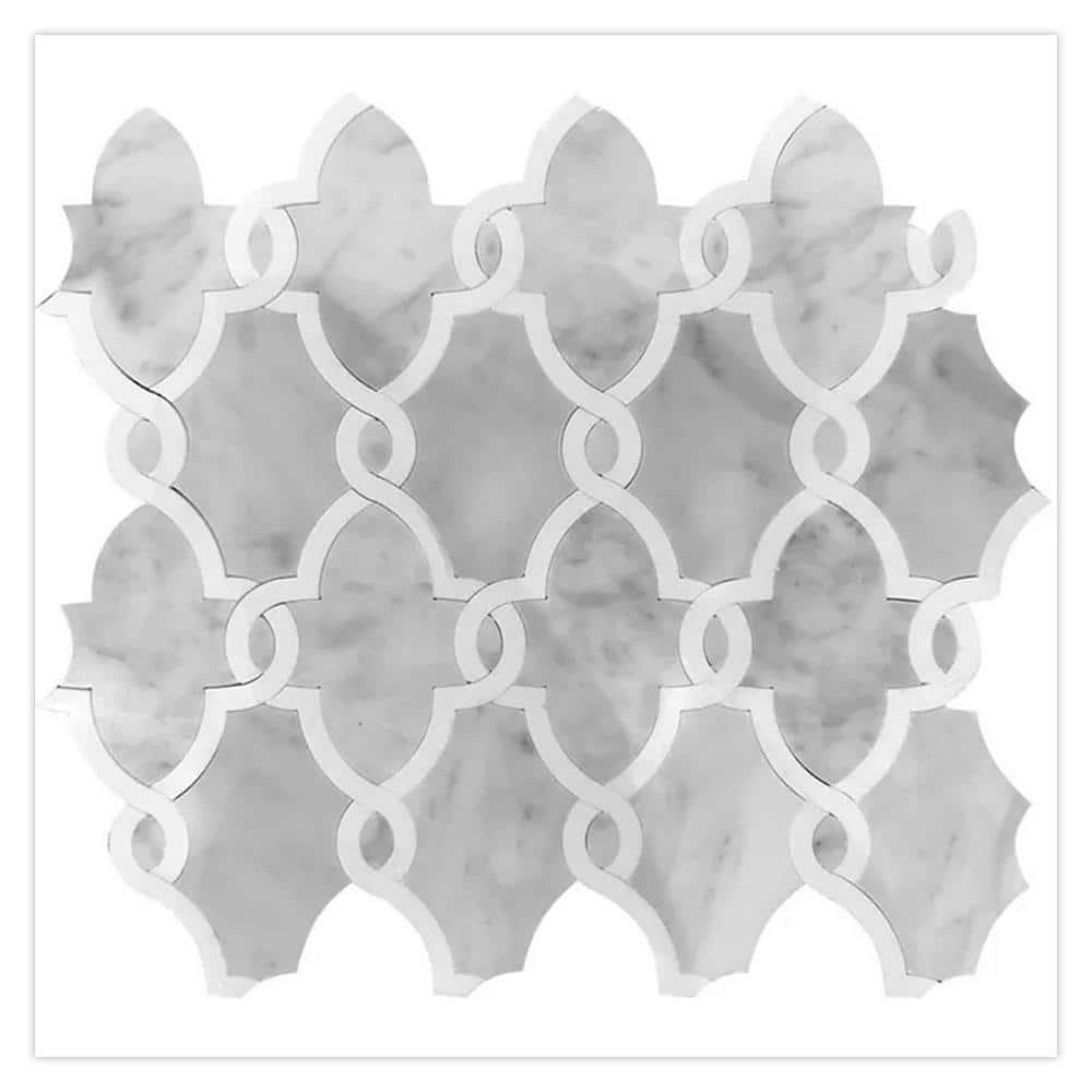 Apollo Tile Elysian 11 x 13 Carrrara, Thassos Marble Polished Arabesque Tile (4.85 Sq Ft/Case) - 5 Pack