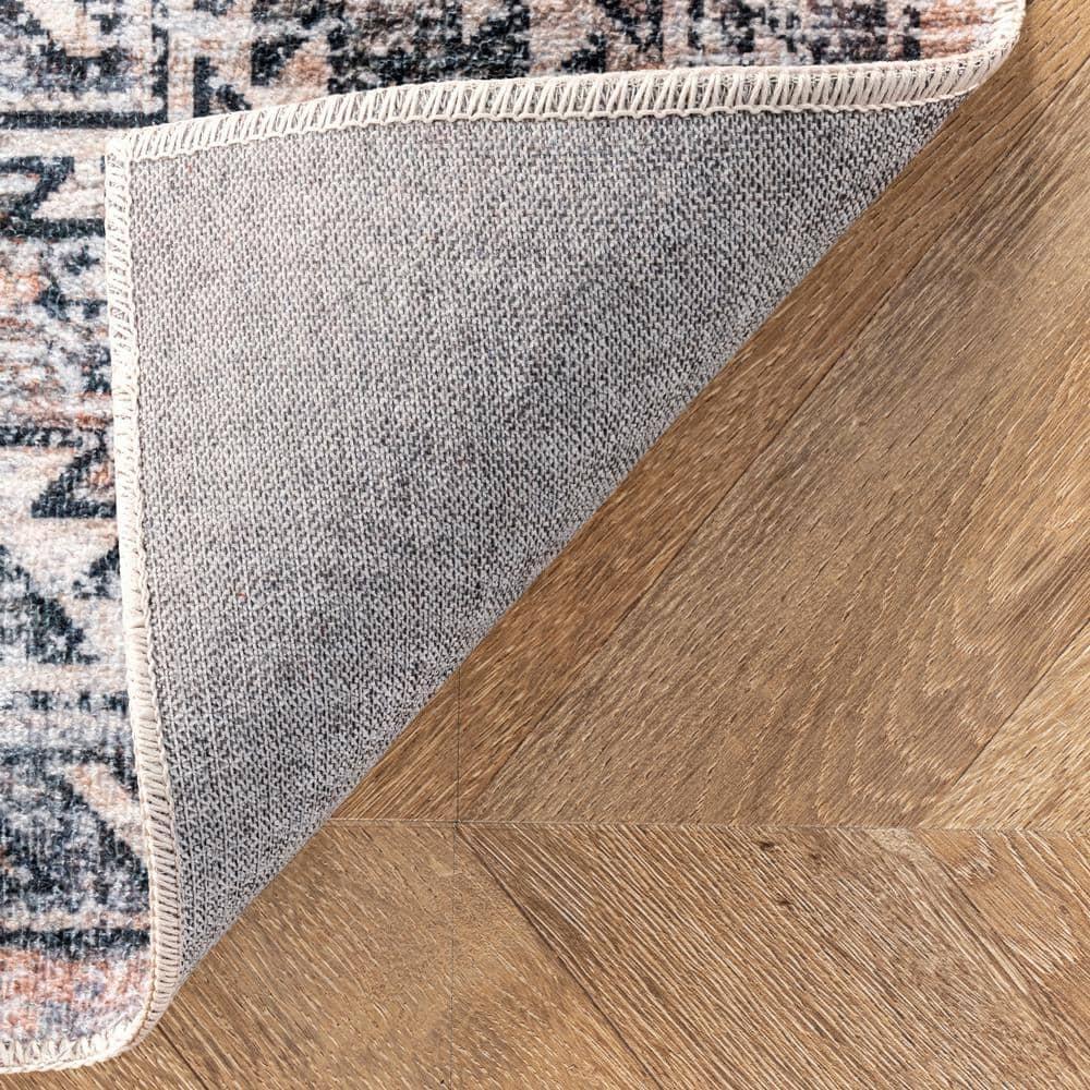 Nuloom 5x8 Machine Washable Rain Haven Vintage Medallion Indoor Area Rug, Rust Non-Slip Backing, Stain Resistant, BedroomLiving Room, Kitchen