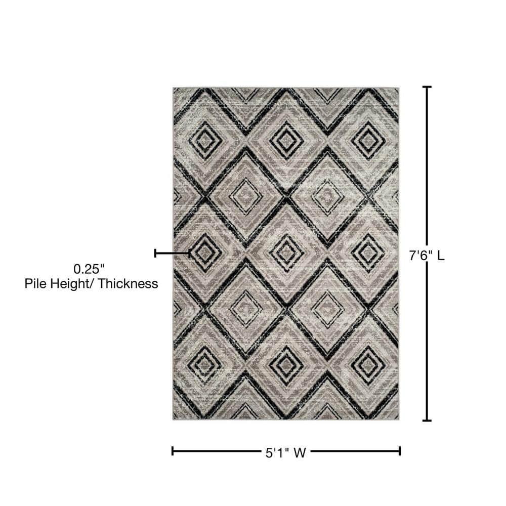 Skyler SKY120 Power Loomed Indoor Area Rug - Grey/Black - 5'1"x7'6" - Safavieh