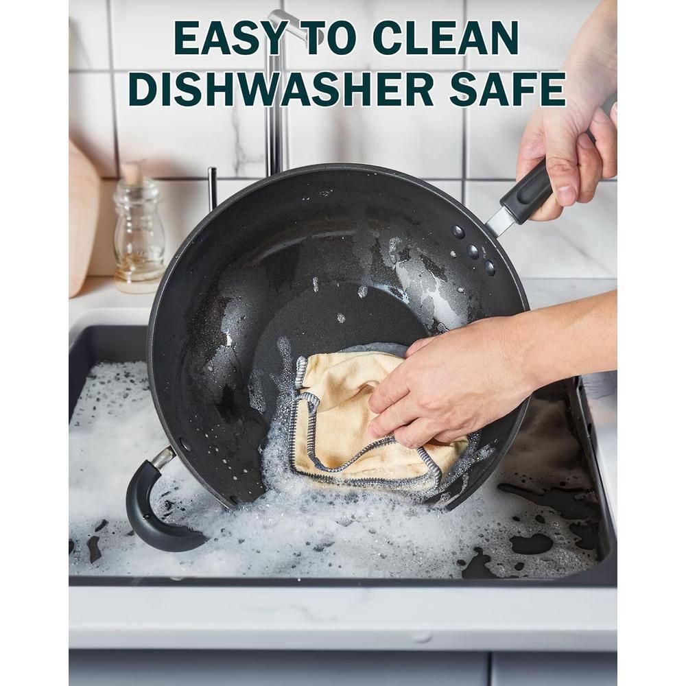 Cook N Home Cook N Home Hard Anodized 12-inch Nonstick Wok Stir-fry Pan With Lid