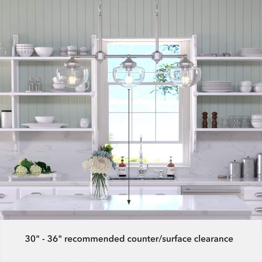 Saddle Creek 3 - Light Kitchen Island Linear Schoolhouse Chandelier