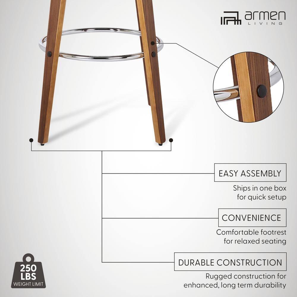 Armen Living Shelly Contemporary Faux Leather Bar Stool in Brown