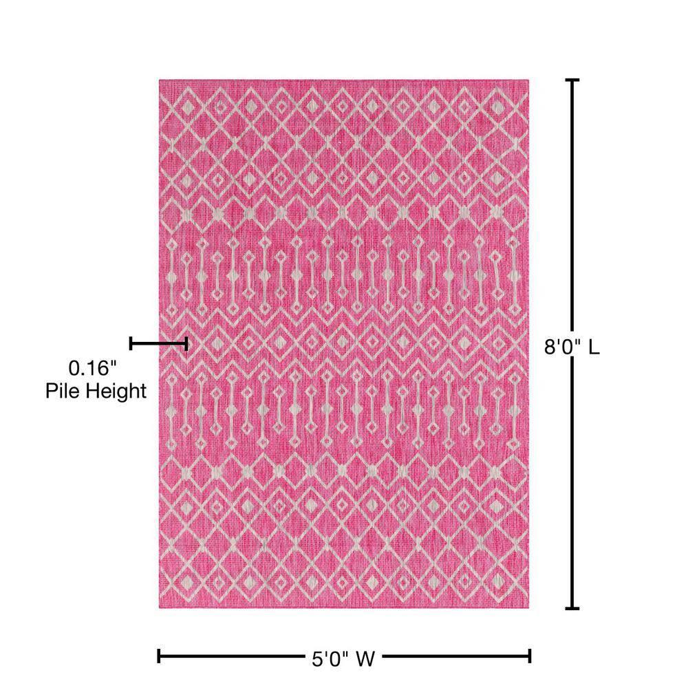 Unique Loom 5' 1 x 8' 0 Rectangle Indoor/Outdoor Trellis Fuschia Area Rug