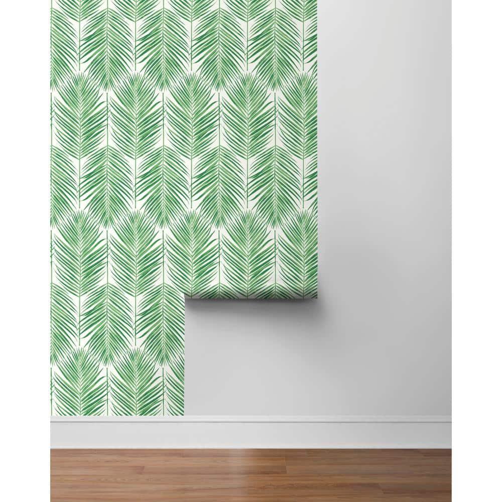 Palm Caribbean Green Vinyl Peel and Stick Wallpaper Roll (Cover 30.75 sq. ft.)
