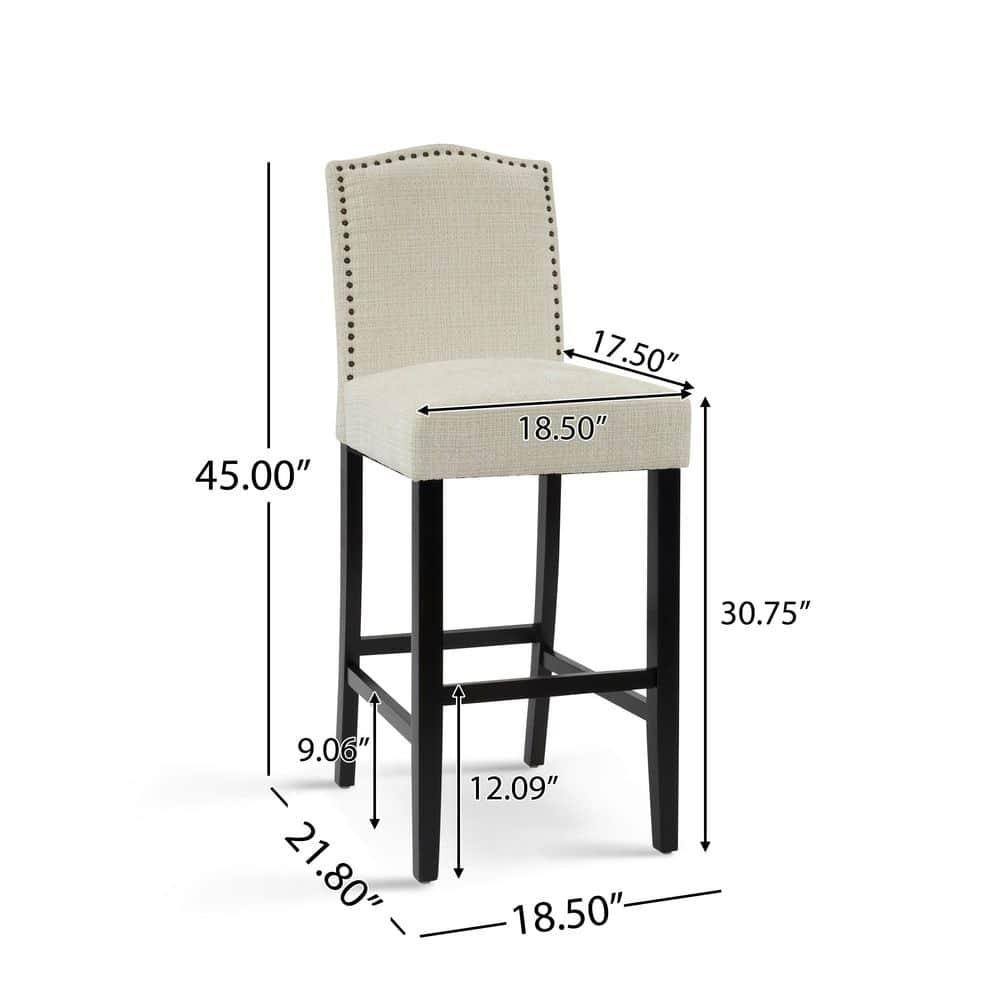 Christopher Knight Home Transitional 30.75" Fabric Upholstered Bar Stools with Solid Wood Frame, Beige, Set of 2