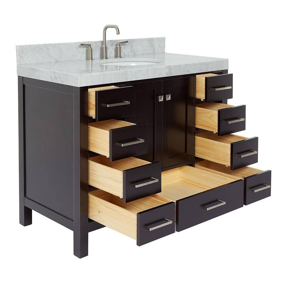 Cambridge 42'' Single Bathroom Vanity with Carrara Marble Top