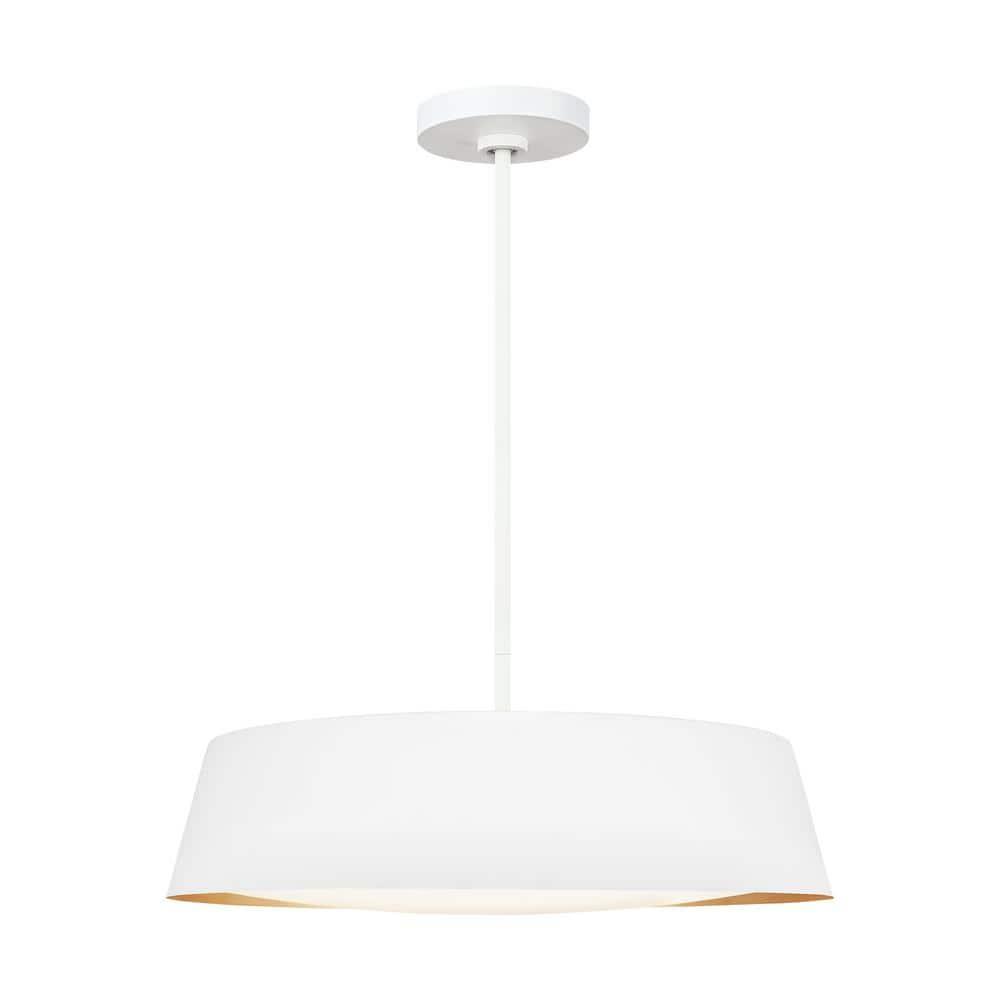 Matte White Glass Drum Pendant Light with Silk Shade
