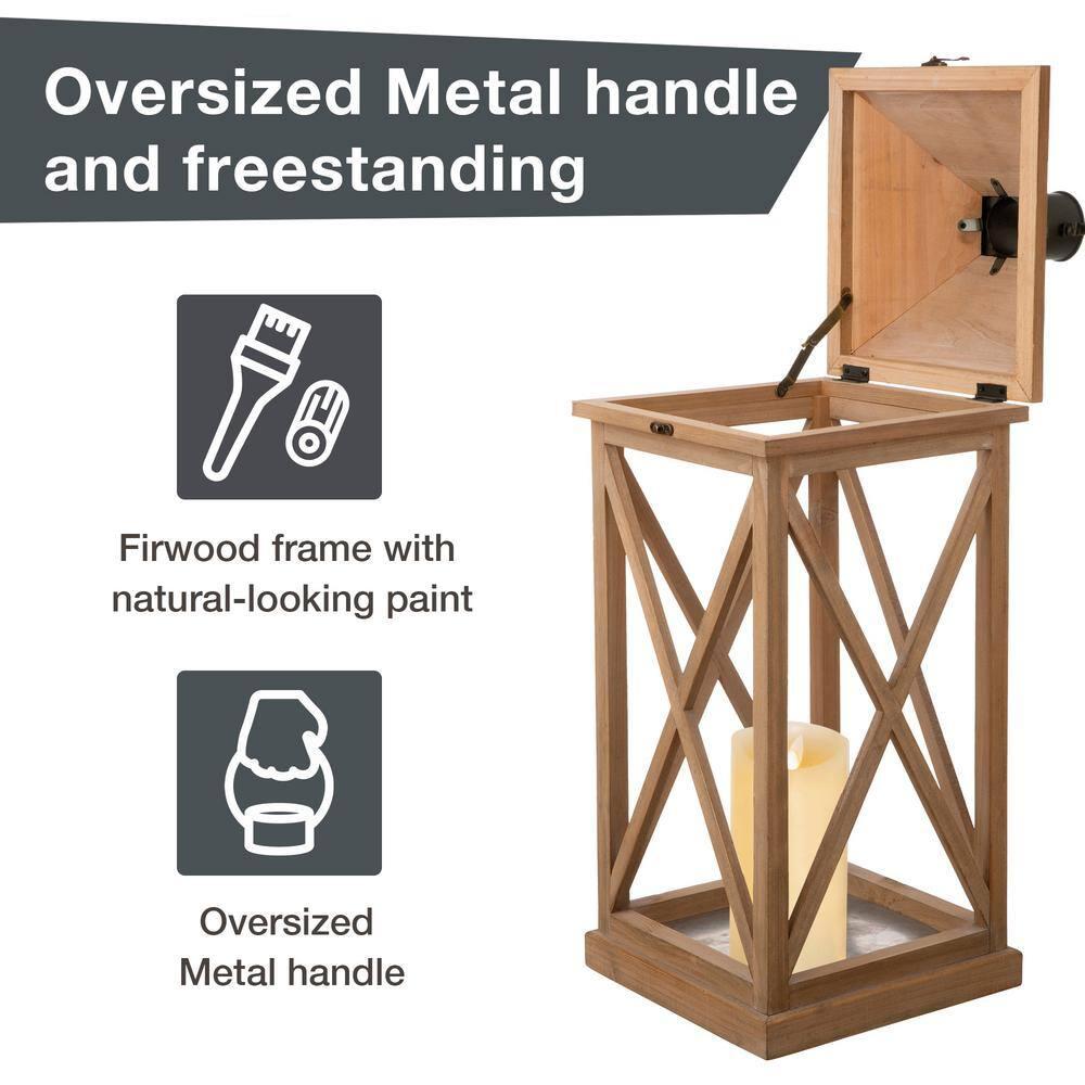 Set of 2-Mondern Brown Farmhouse Wooden Lantern