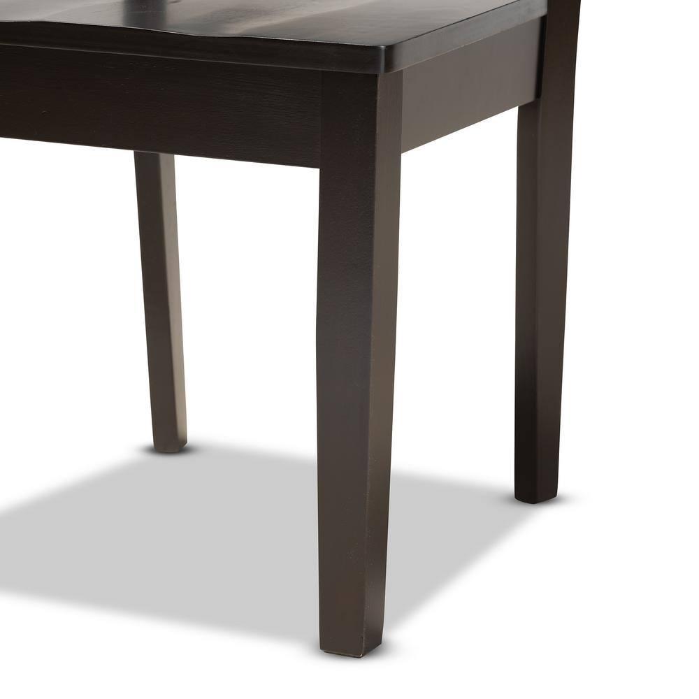 2pc Fenton Wood Dining Chair Set Brown - Baxton Studio: Geometric Back, Unupholstered, Malaysian Craft
