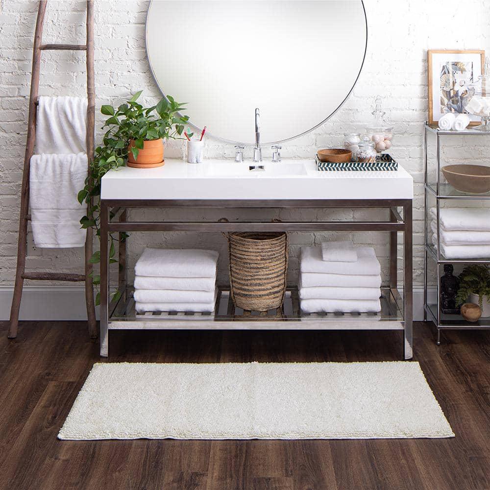 Mohawk Home Classic Cotton Plush Stain/Fade Resistant Non-Slip Washable Bath Mat, White, 2' X 5'