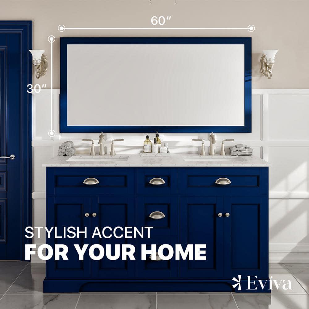 EVIVA Acclaim 60X30 Transitional Blue Bathroom Mirror