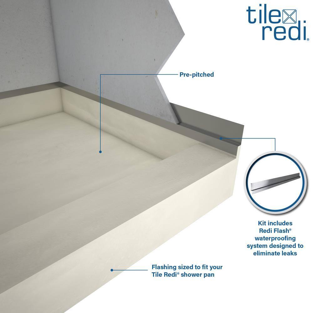 Tile Redi Rt3660l-Rb36-Kit Base'n Bench 72" X 36" Rectangular Shower Base - Grey w/ Matte