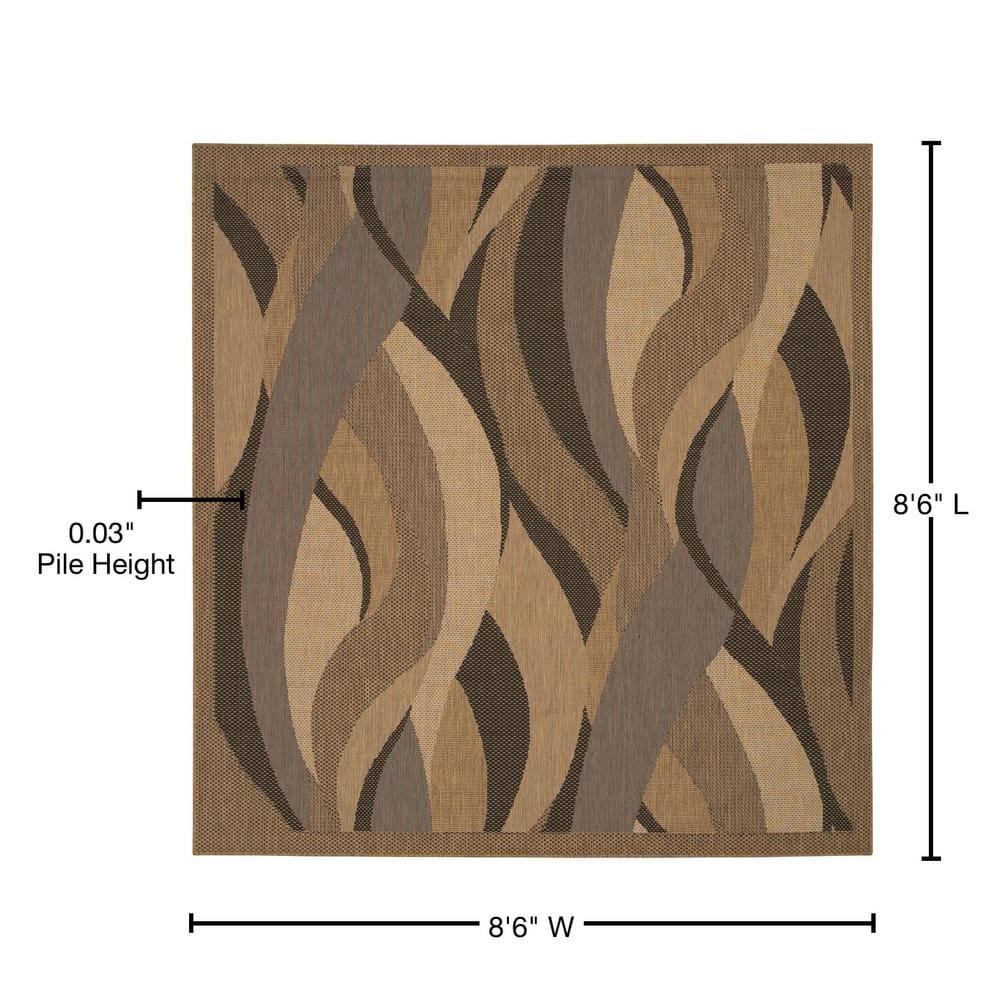Modern Square Black Synthetic Outdoor Rug - 8'6" x 8'6"