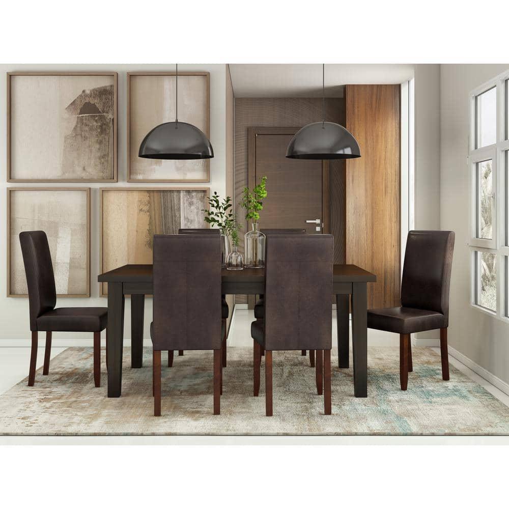 Simpli Home Acadian Andover Upholstered Parson Dining Chair with Tufted Backrest and Solid Wood Frame (Set of 2)
