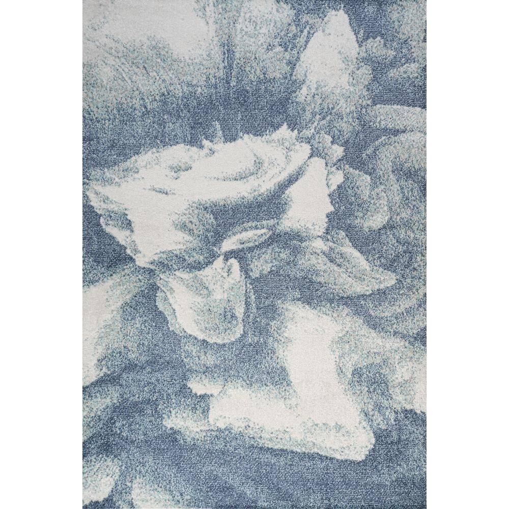 4' x 6' Petalo Abstract Two-Tone Modern Area Rug, Blue/Cream - JONATHAN Y