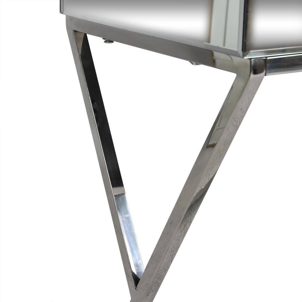Noble House Govan Modern Glass and Metal Console Table, Silver