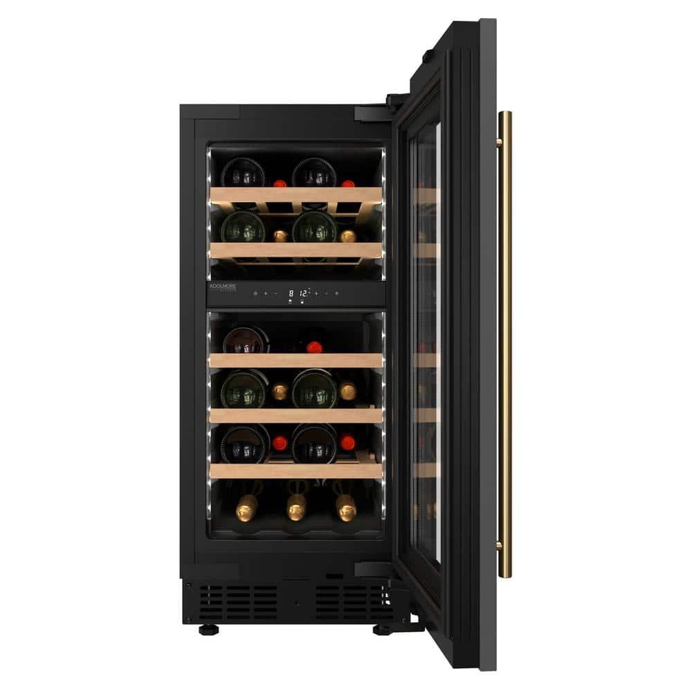 KoolMore KoolMore Reserve 15 in. Under-Counter Panel Ready Dual Zone 23 Bottle Wine Cooler Shelves
