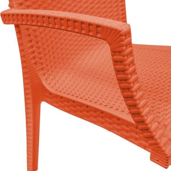 LeisureMod Mace Modern Dining Arm Chair for Indoor and Outdoor Home in Orange