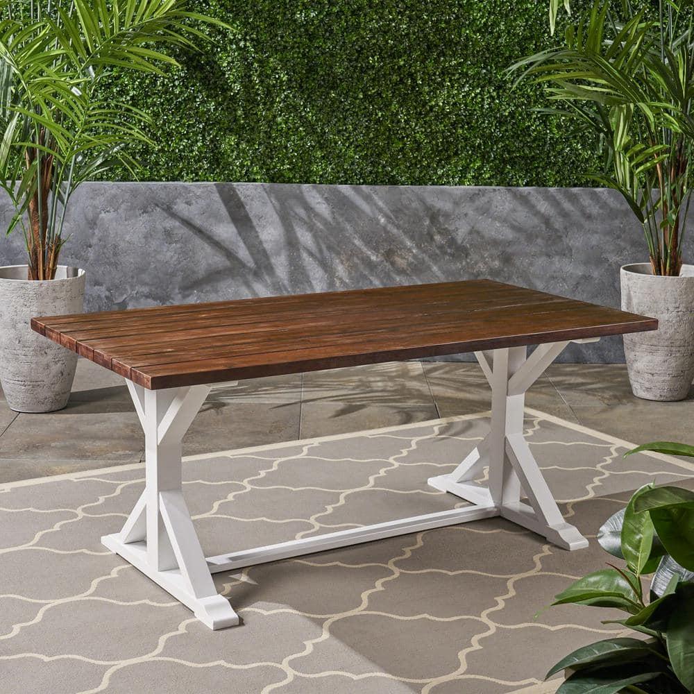 Cassia Rectangle Acacia Wood Dining Table Dark Brown - Christopher Knight Home: Weather-Resistant, Seats 6