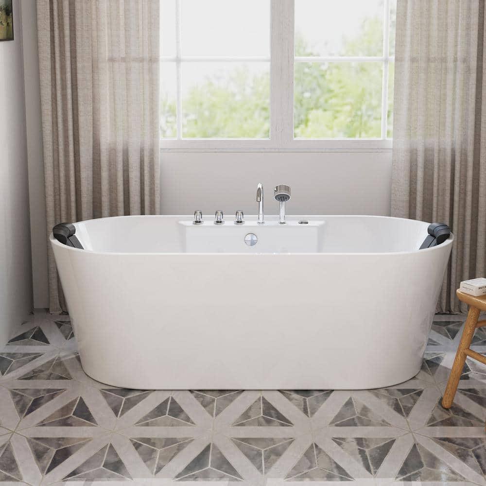 67'' x 28.7'' Freestanding Whirlpool Plastic / Acrylic Bathtub with Faucet