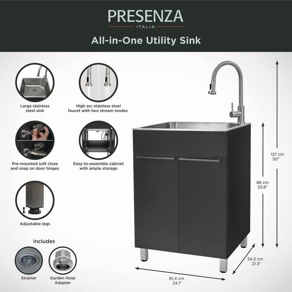 All-In-One 24.1" L x 21.3" W Free Standing Laundry Sink with Faucet