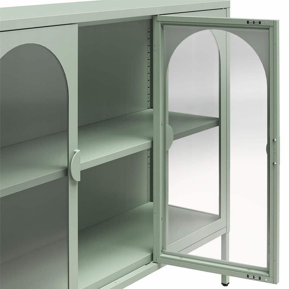 CosmoLiving by Cosmopolitan Chloe Metal Accent Cabinet With 3 Arched Glass Doors
