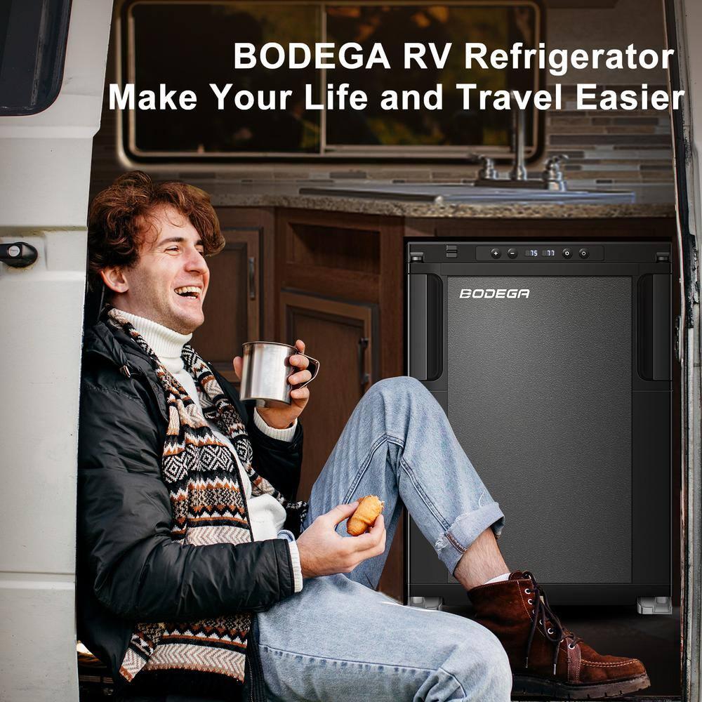 1.6 cu.ft. 45L RV Fridge and Freezer, Car Refrigerator with Lock, (-4℉-46℉) Outdoor Refrigerator in Black