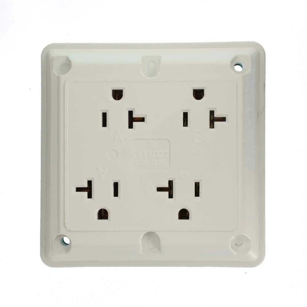 Leviton 21254-W 4-In-1 Quad Receptacle Industrial Grade 5-20R 20A 125V - White