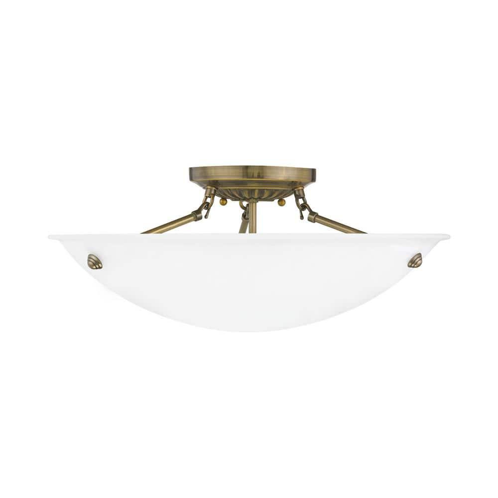 Livex Lighting Oasis 3 - Light Flush Mount in  Antique Brass