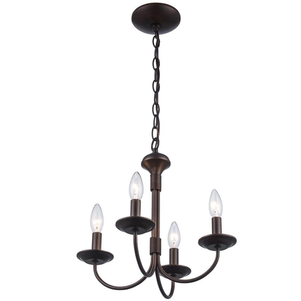Lucid Lighting 4 -Light Oil-rubbed Bronze Transitional For Use in Bedrooms, Dining Rooms, Foyers, Kitchens, Living Rooms Chandelier