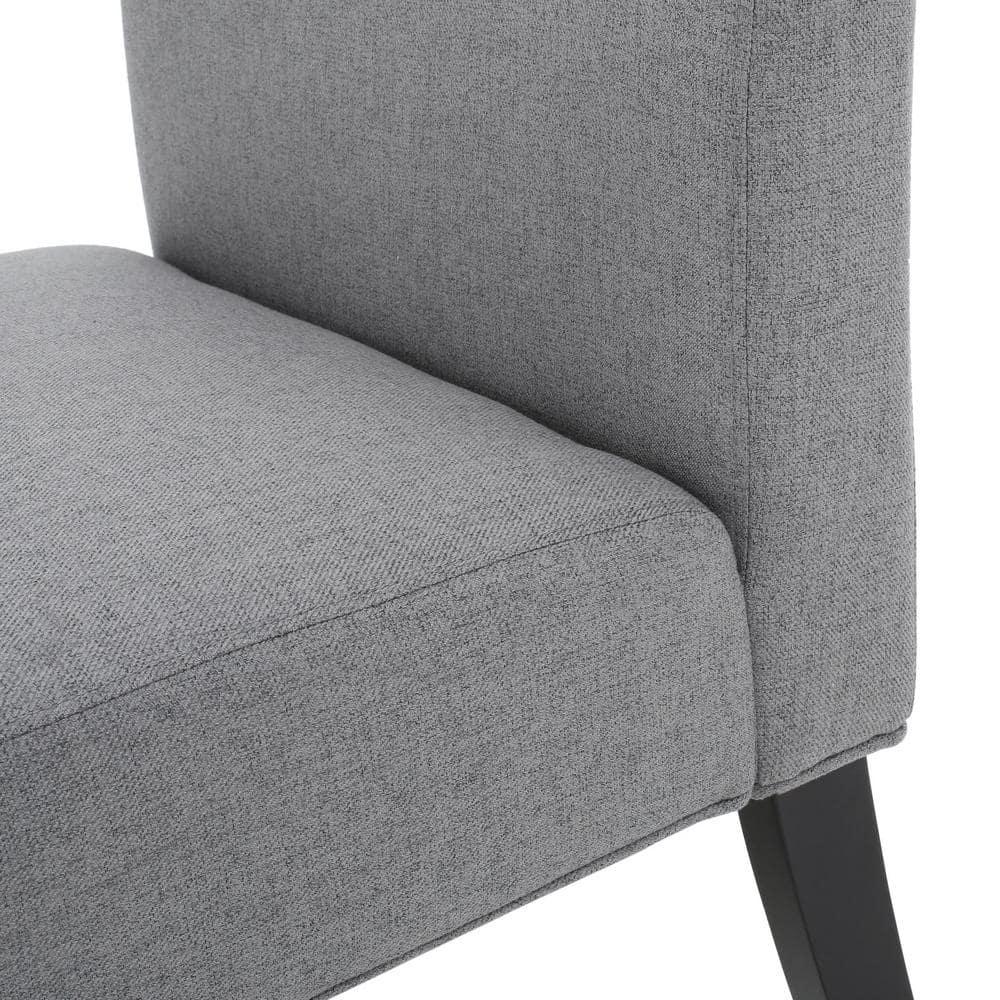 Modern Gray Fabric Armless Slipper Accent Chair with Wood Frame