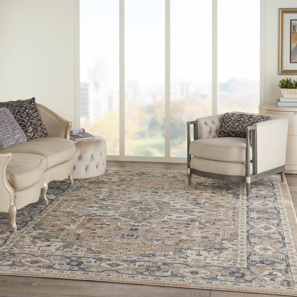Nourison Concerto Center Medallion Indoor Rug Beige Grey 10' x 14'