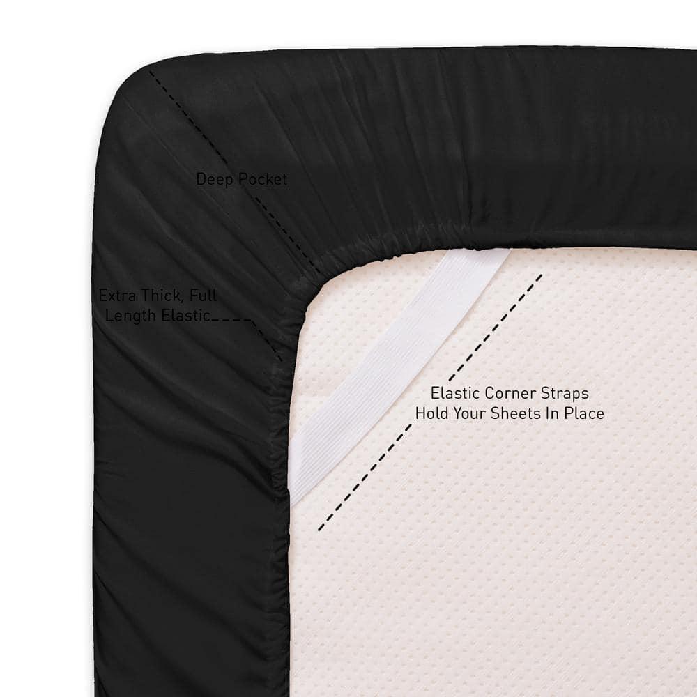 4 Piece Sheet Set, Ultra Soft 1800 Series Collection - Queen, Black