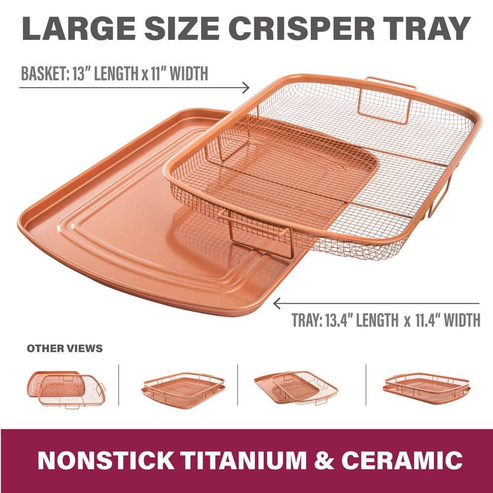 Gotham Steel Large Nonstick Air Fryer Tray for Oven with Recipe Book - 13.4" x 11.4"