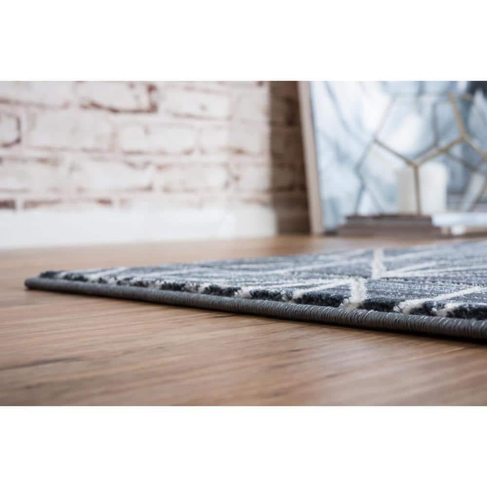 Jill Zarin Uptown Collection Area Rug - Fifth Avenue (8'  x 10' Rectangle Navy Blue/Ivory)