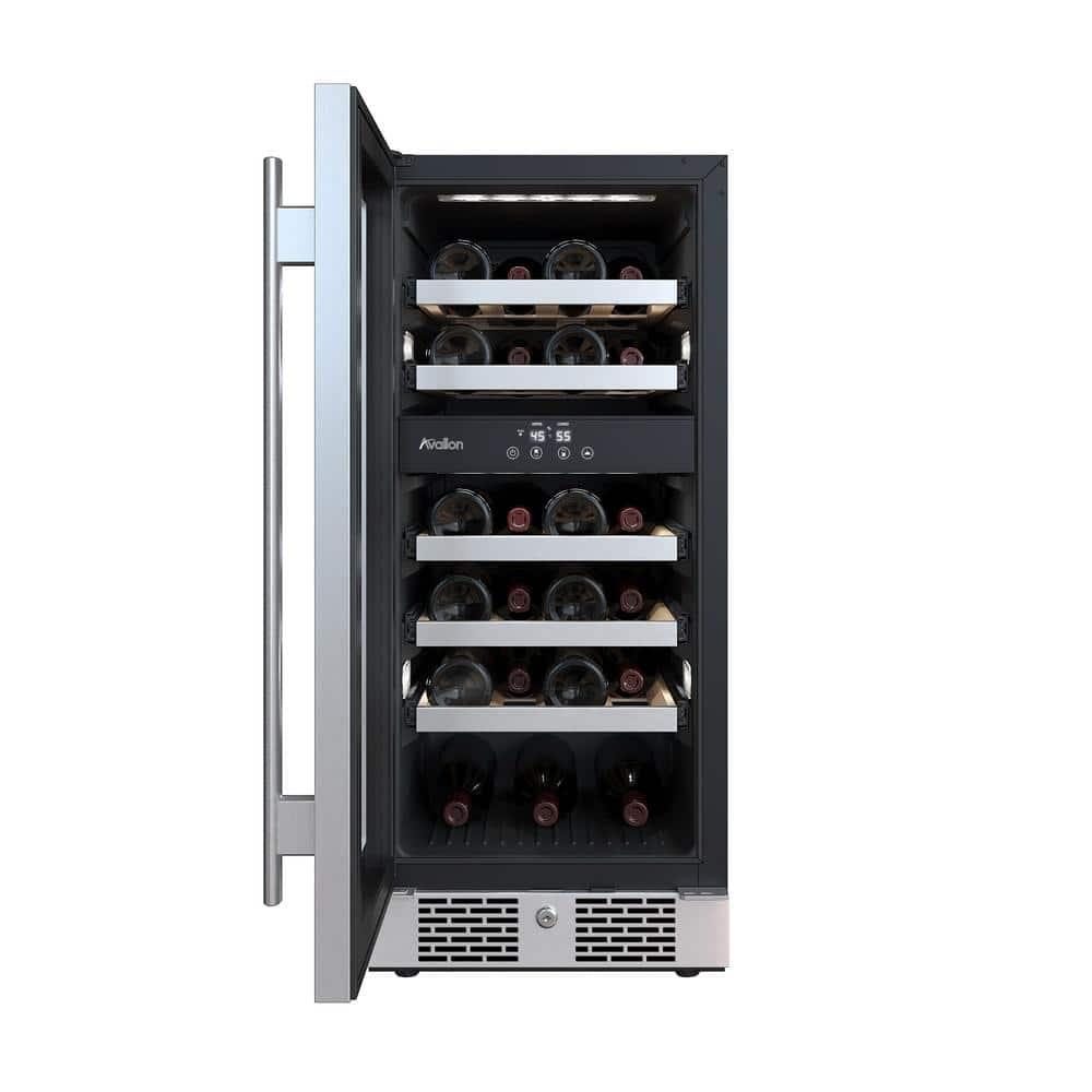 Avallon Awc152dzrh 15" Wide 23 Bottle Capacity Dual Zone Wine Cooler - Stainless Steel