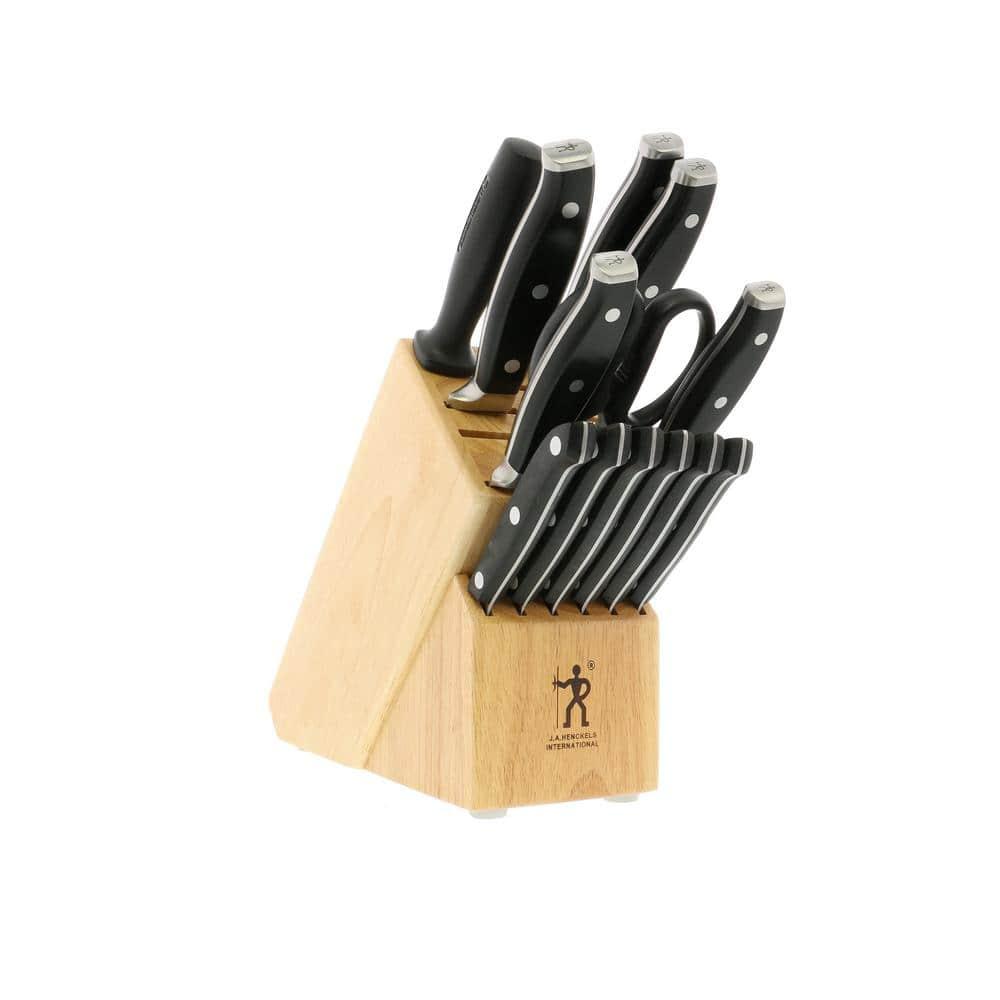 HENCKELS HENCKELS Forged Premio Knife Set with Block, Chef Knife, Paring Knife, Utility Knife, Steak Knife, 14 Piece, Black, Stainless Steel