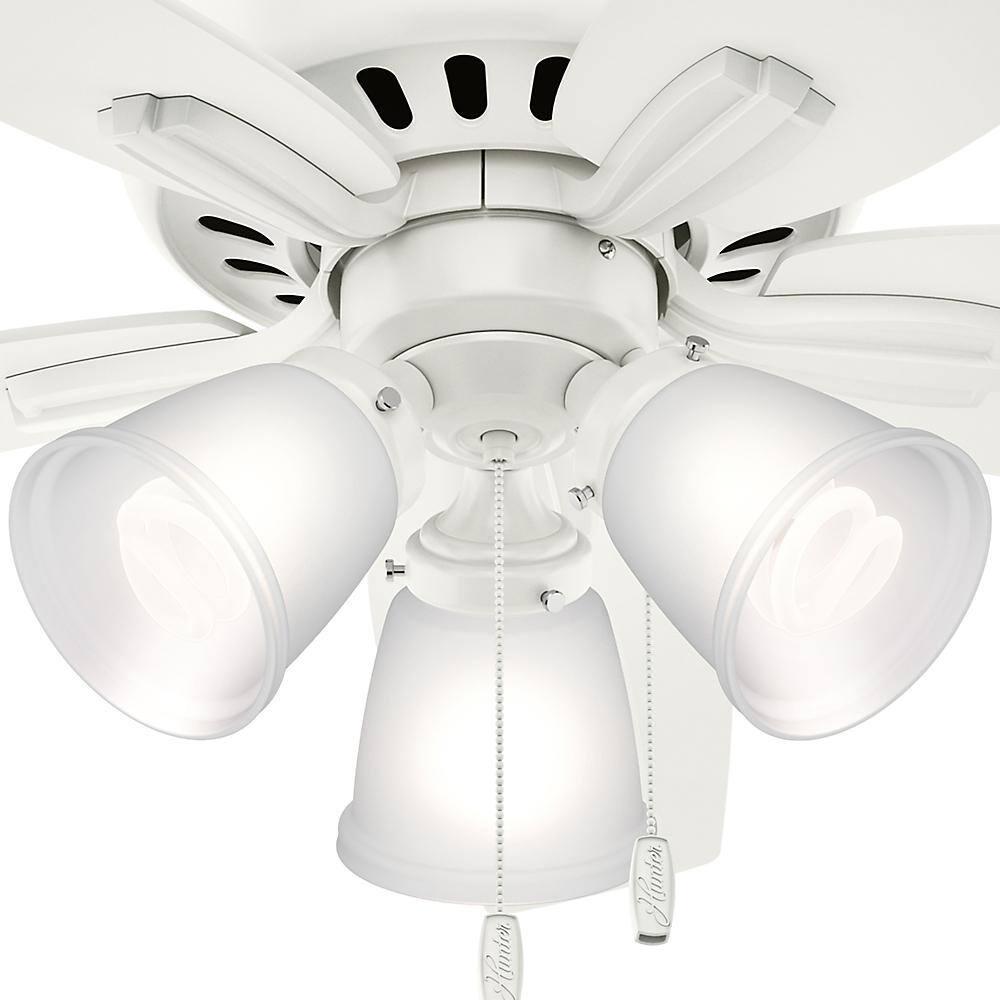 Hunter Fan Newsome 42" 5 - Blade Traditional Indoor Flush Mount Ceiling Fan with Lights and Pull Chains