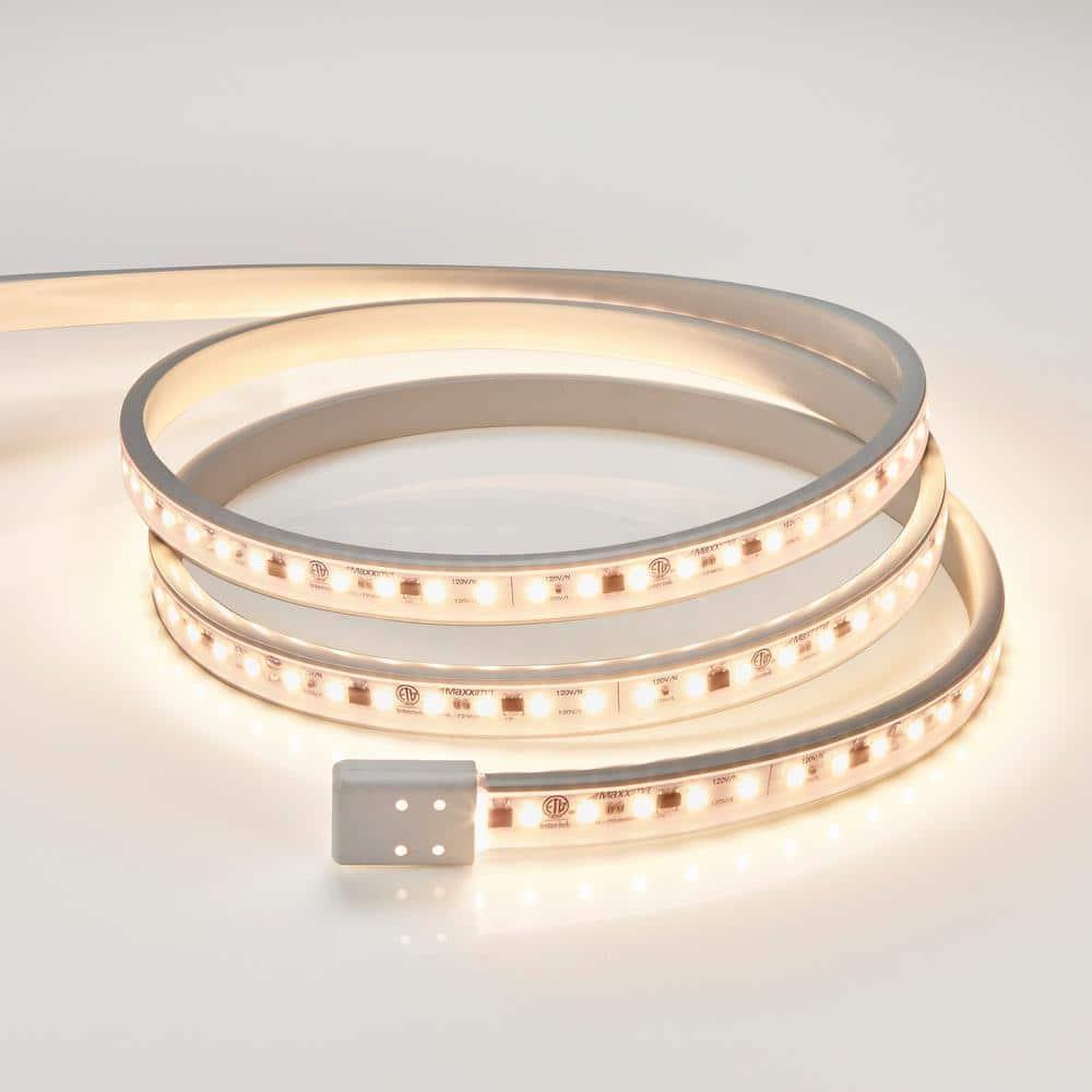 Maxxima 72 in. LED Under Cabinet Strip Light, Hardwired, 2760 Lumens, 3000K Warm White, 120V White Cove Light