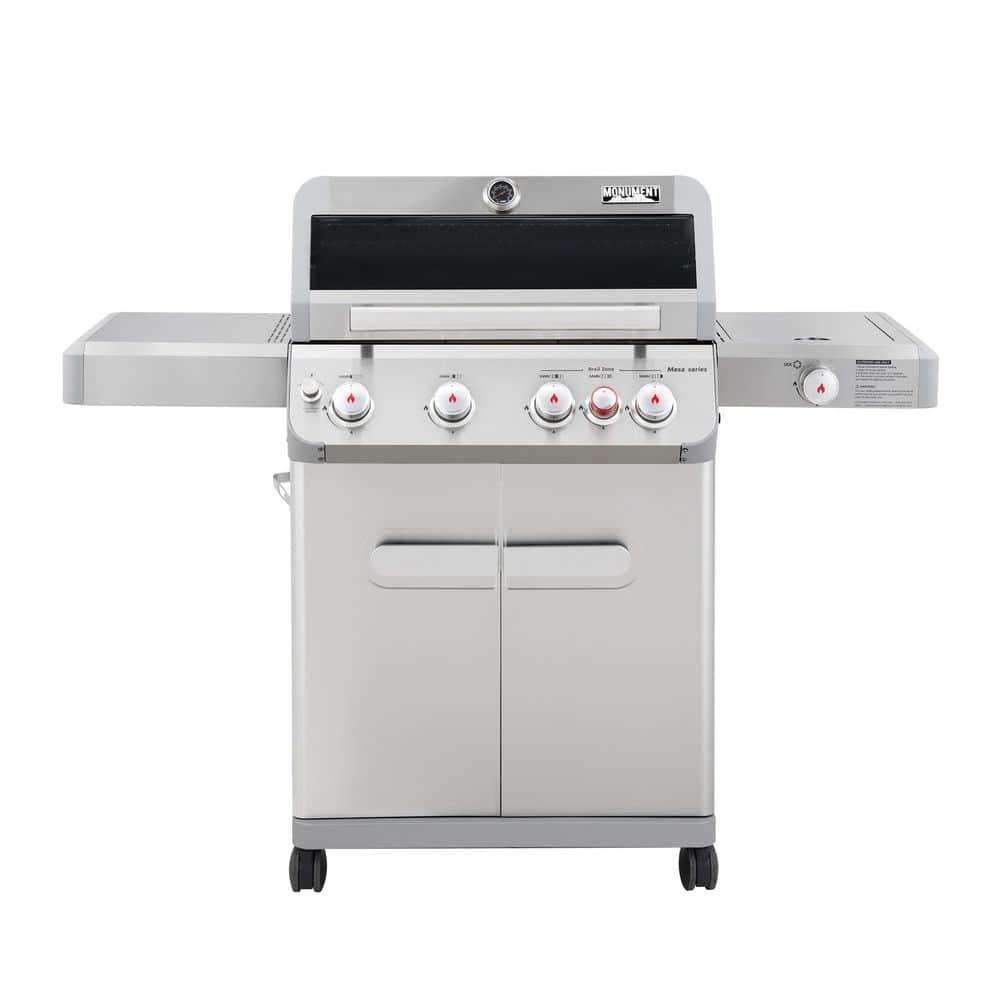 Monument Grills Mesa 415BZ,4-Burner Liquid Propane Infrared Gas Grill with Side Burner and Cabinet, 62,000 BTU – Perfect for Family BBQs