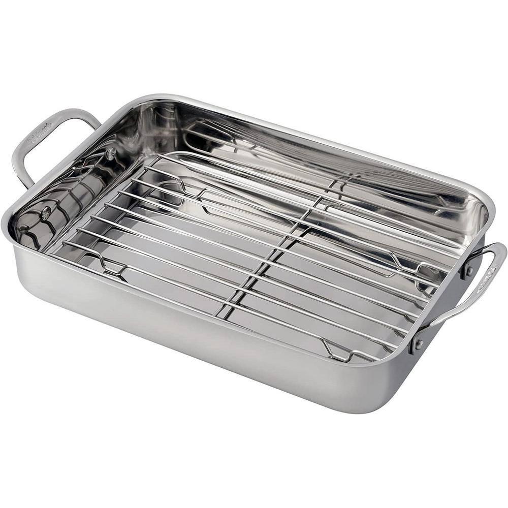 Cuisinart Chef's Classic 14" Stainless Steel Lasagna Pan & Stainless Roasting Rack: Dishwasher-Safe, Riveted Handle