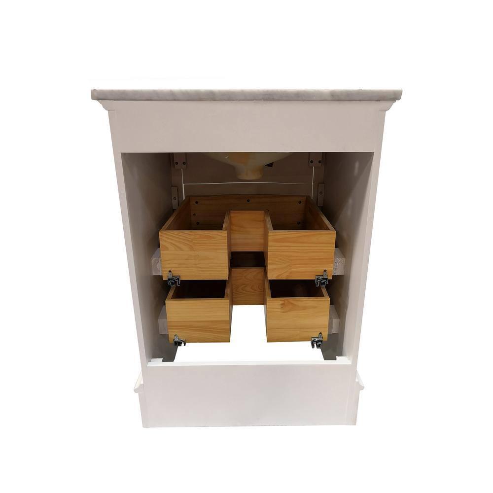 Monroe 24'' White Solid Wood Vanity with Carrara Marble Top