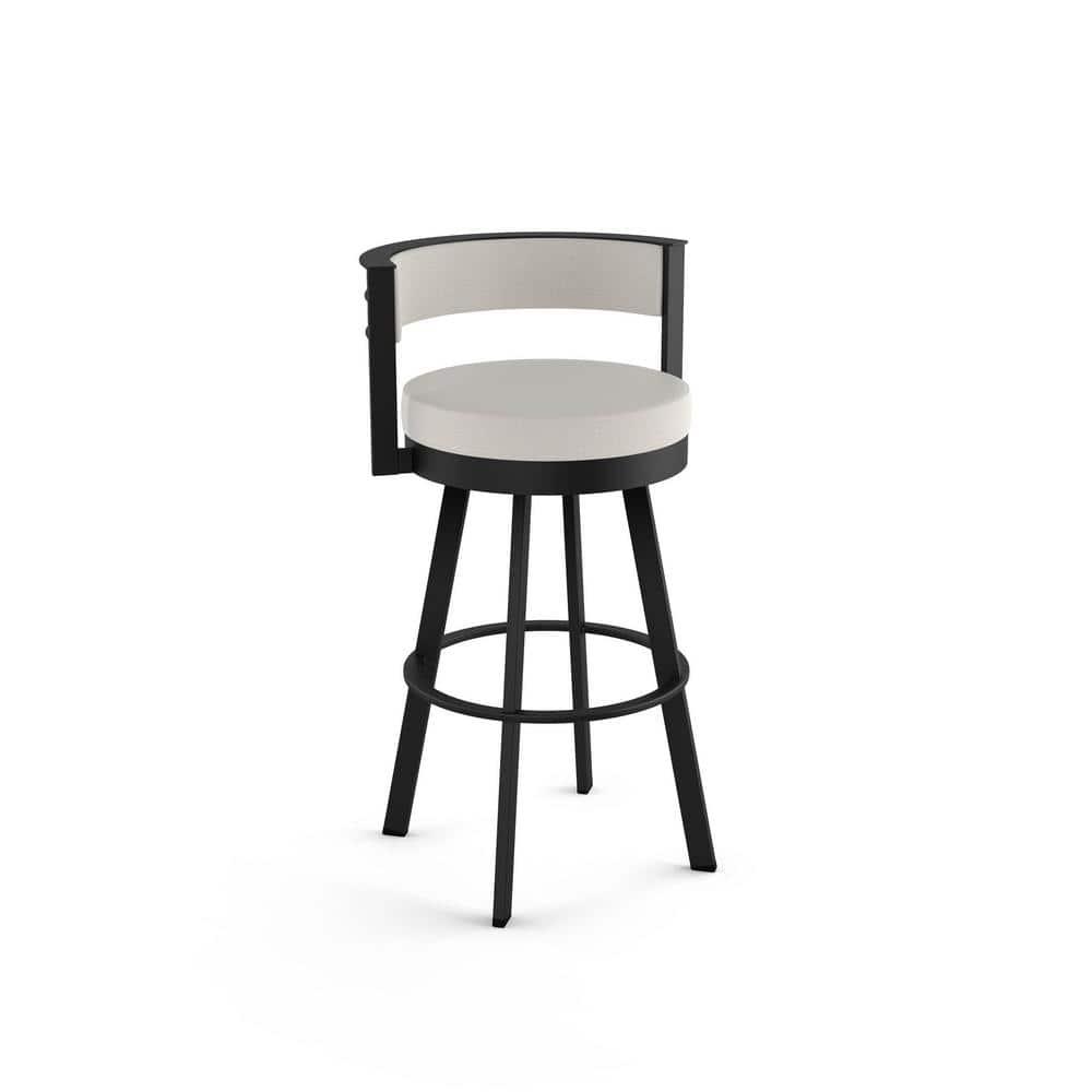 Browser 26 in. Light Grey Polyester/Black Metal Swivel Counter Stool