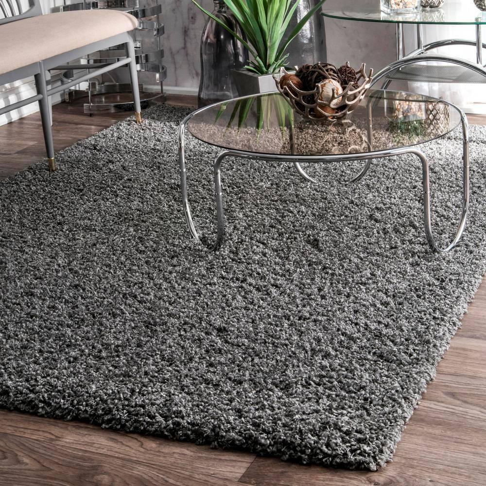 Marleen Plush Shag Gray 10 ft. x 14 ft. Contemporary Living Room/Bedroom/Dining Room Area Rug